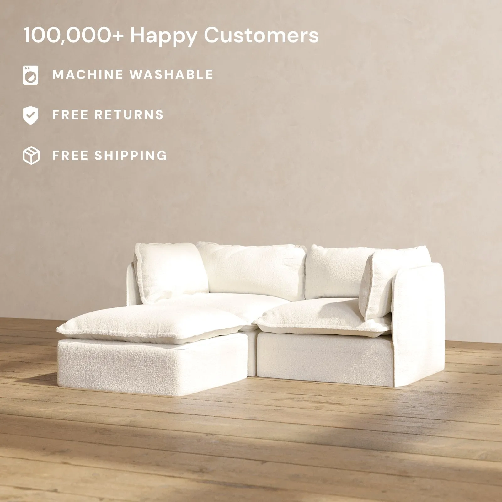 Slipcover Only - Modular Performance 2-Seater Sectional | Knit Boucle in Mousse