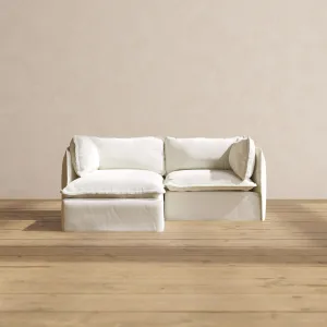 Slipcover Only - Modular Performance 2-Seater Sectional | Plush Weave in Eggshell