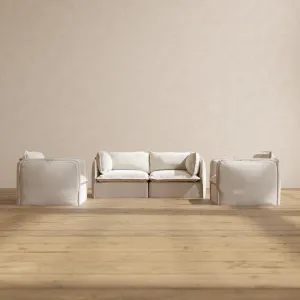 Slipcover Only - Modular Performance 2-Seater Sofa   Armchair Set | Blended Weave in Flour