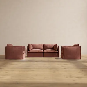 Slipcover Only - Modular Performance 2-Seater Sofa   Armchair Set | Heirloom Velvet in Chestnut