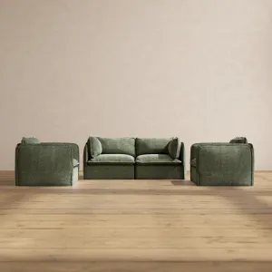 Slipcover Only - Modular Performance 2-Seater Sofa   Armchair Set | Heirloom Velvet in Willow
