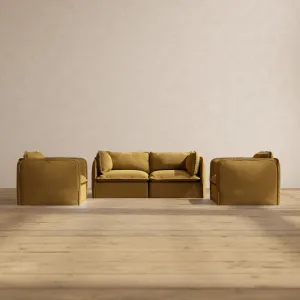Slipcover Only - Modular Performance 2-Seater Sofa   Armchair Set | Luxury Velvet in Toffee