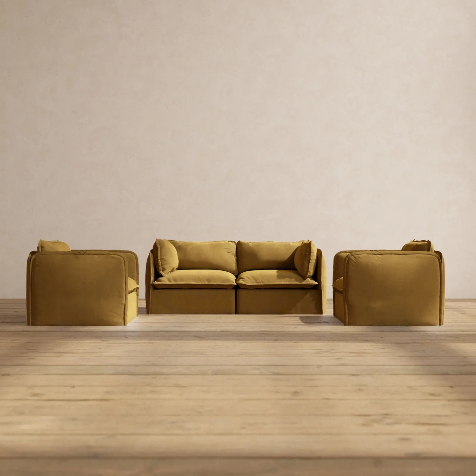 Slipcover Only - Modular Performance 2-Seater Sofa   Armchair Set | Luxury Velvet in Toffee