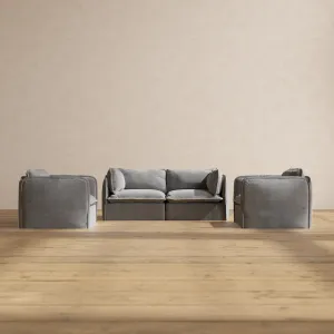 Slipcover Only - Modular Performance 2-Seater Sofa   Armchair Set | Plush Weave in Ash