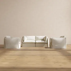 Slipcover Only - Modular Performance 2-Seater Sofa   Armchair Set | Plush Weave in Eggshell