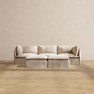 Slipcover Only - Modular Performance 3-Seater   Bench Ottoman | Blended Weave in Oat