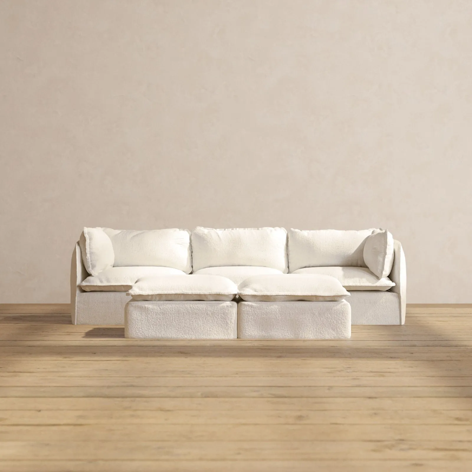Slipcover Only - Modular Performance 3-Seater   Bench Ottoman | Knit Boucle in Mousse