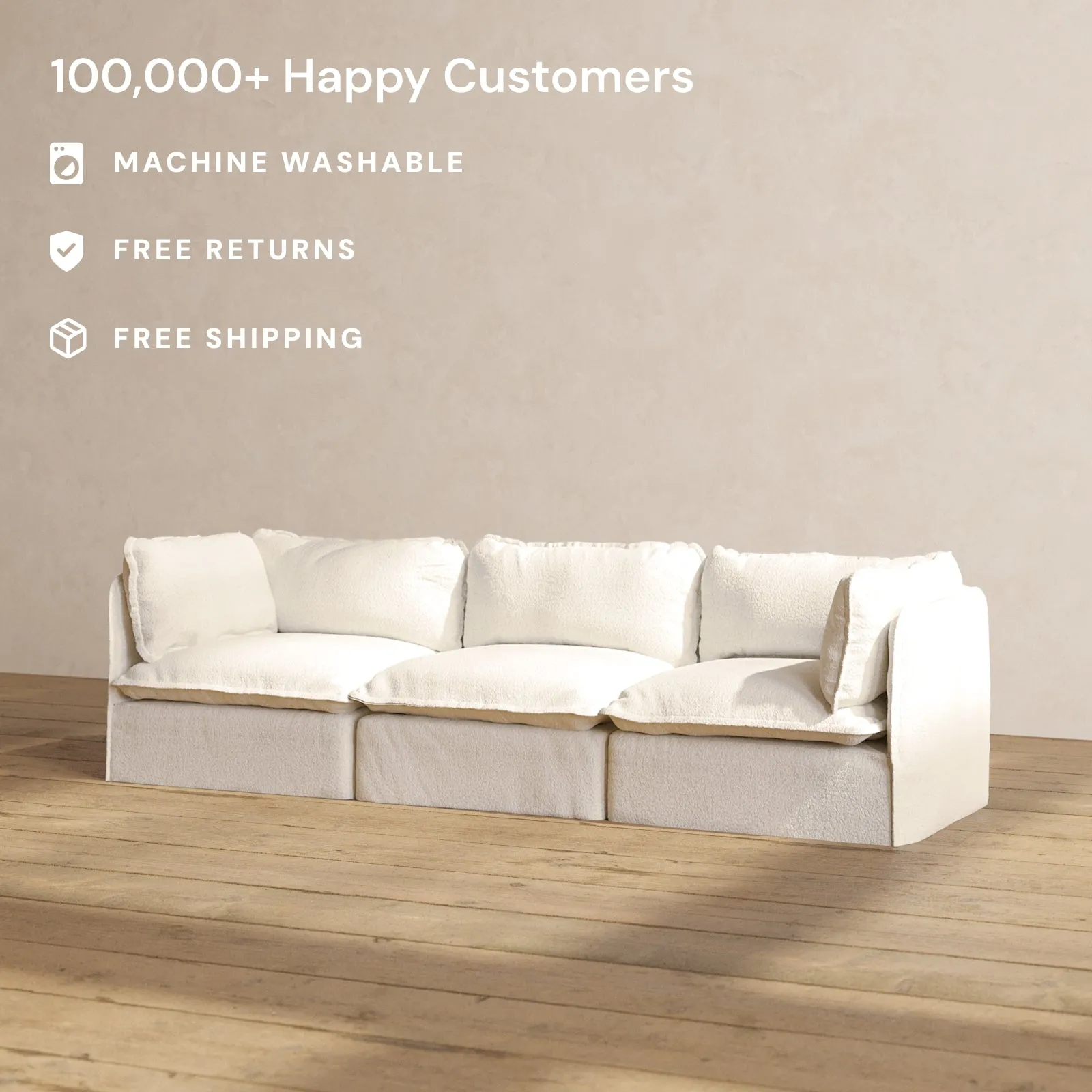 Slipcover Only - Modular Performance 3-Seater | Knit Boucle in Mousse