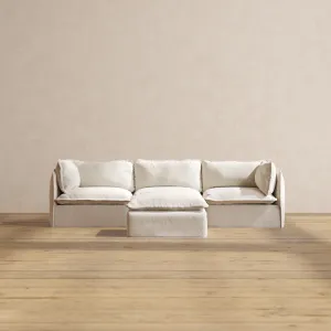 Slipcover Only - Modular Performance 3-Seater   Ottoman | Blended Weave in Flour