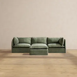 Slipcover Only - Modular Performance 3-Seater   Ottoman | Heirloom Velvet in Willow