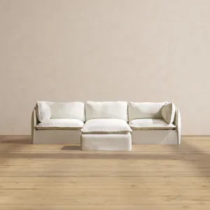 Slipcover Only - Modular Performance 3-Seater   Ottoman | Plush Weave in Eggshell