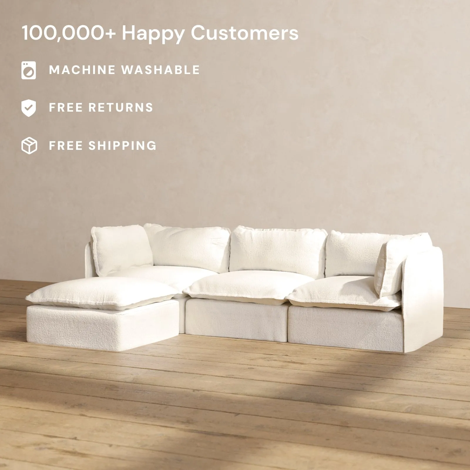 Slipcover Only - Modular Performance 3-Seater Sectional | Knit Boucle in Mousse