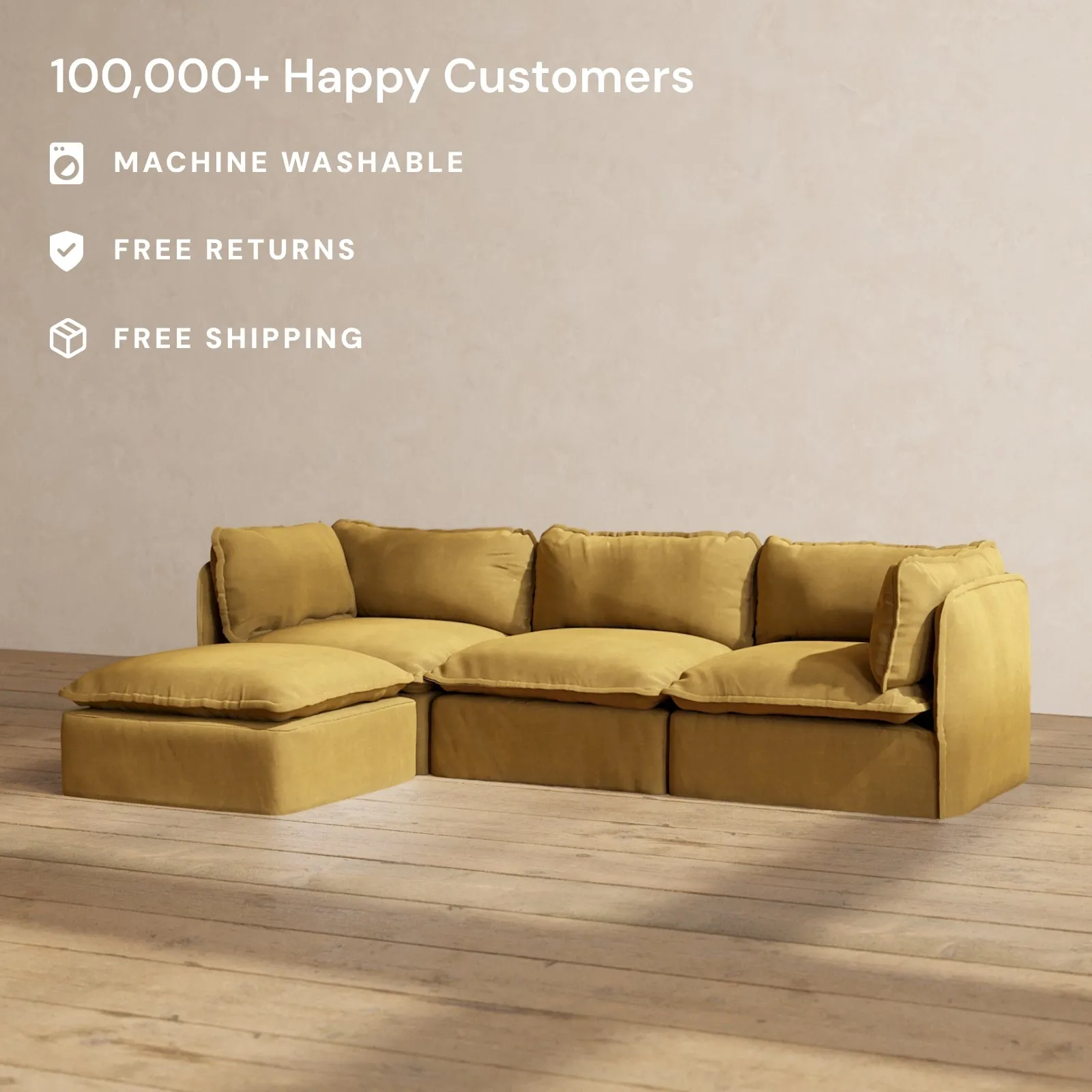 Slipcover Only - Modular Performance 3-Seater Sectional | Luxury Velvet in Toffee