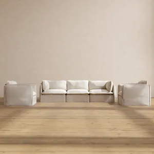 Slipcover Only - Modular Performance 3-Seater Sofa   Armchair Set | Blended Weave in Flour