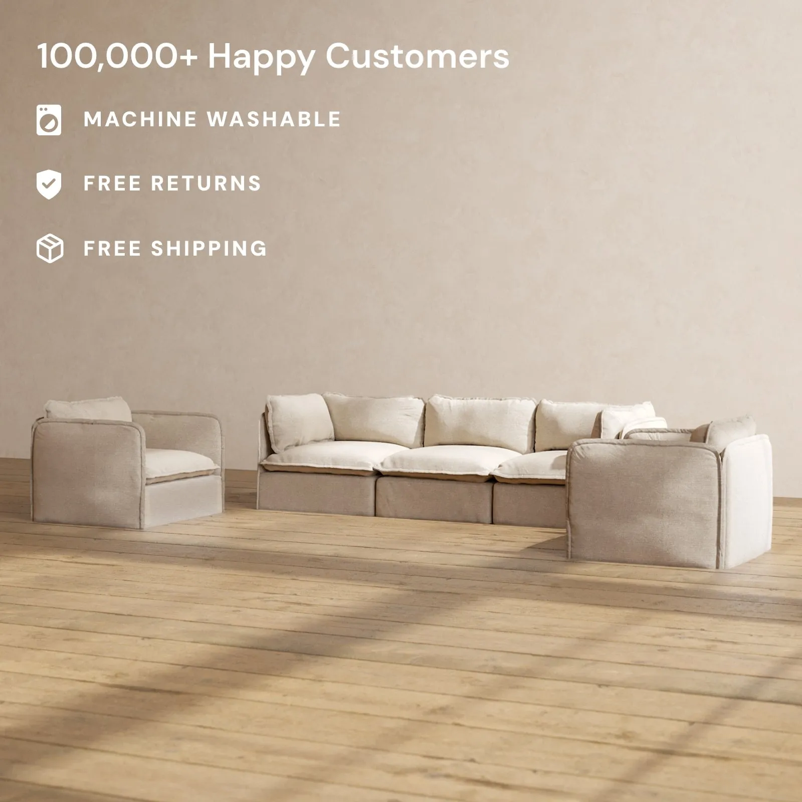 Slipcover Only - Modular Performance 3-Seater Sofa   Armchair Set | Blended Weave in Oat