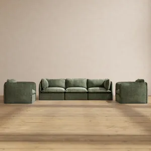 Slipcover Only - Modular Performance 3-Seater Sofa   Armchair Set | Heirloom Velvet in Willow