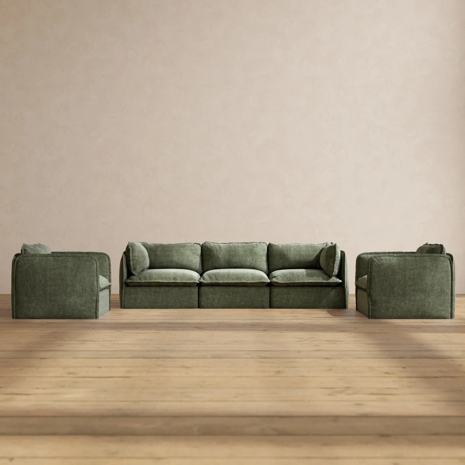 Slipcover Only - Modular Performance 3-Seater Sofa   Armchair Set | Heirloom Velvet in Willow
