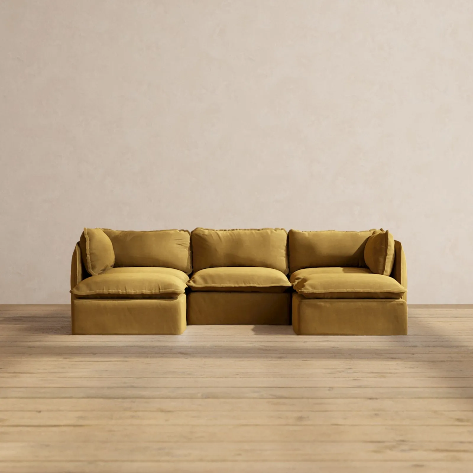 Slipcover Only - Modular Performance 3-Seater U-Sectional | Luxury Velvet in Toffee