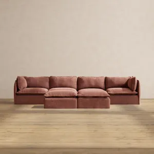 Slipcover Only - Modular Performance 4-Seater   Bench Ottoman | Heirloom Velvet in Chestnut