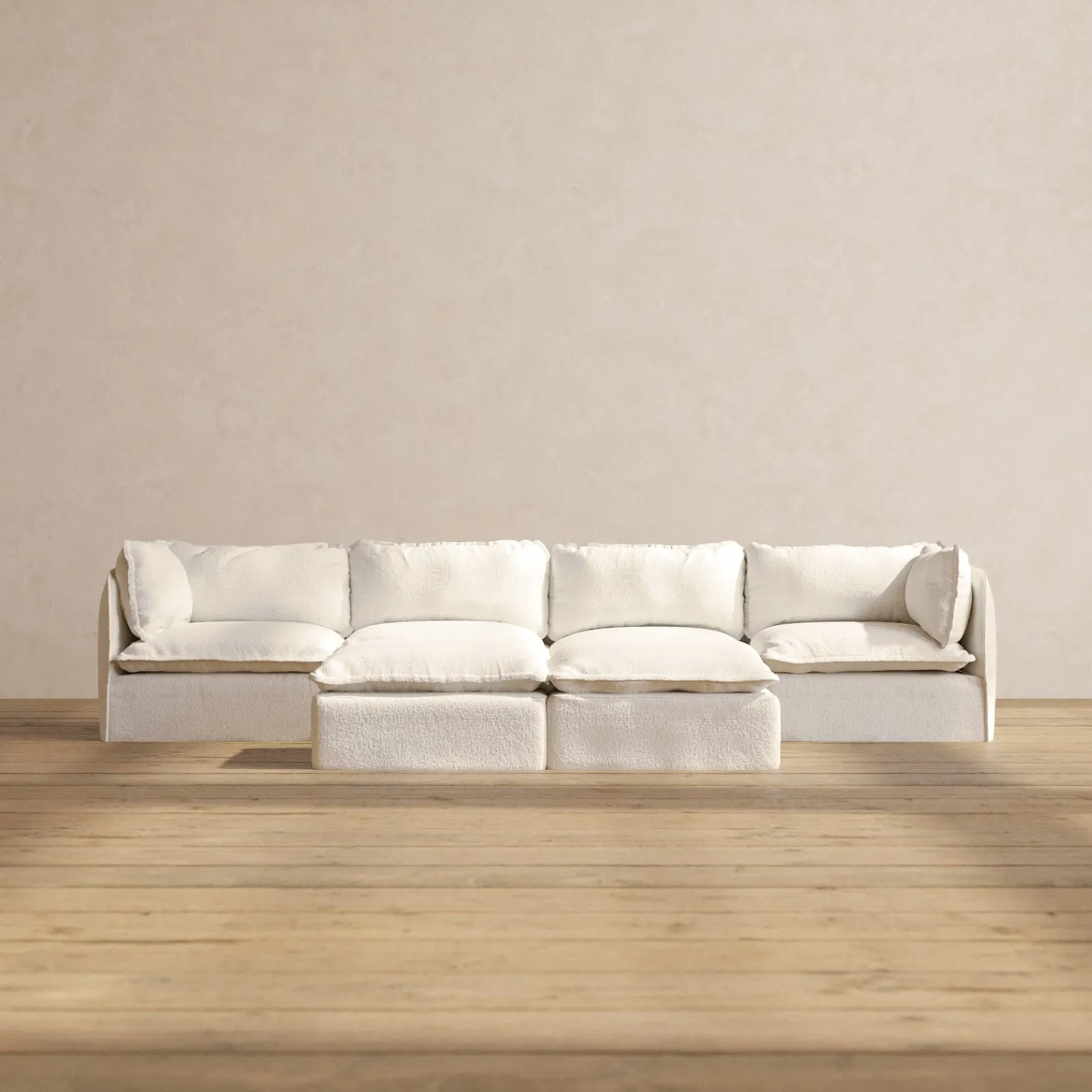 Slipcover Only - Modular Performance 4-Seater   Bench Ottoman | Knit Boucle in Mousse