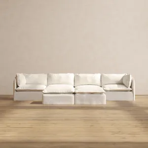 Slipcover Only - Modular Performance 4-Seater   Bench Ottoman | Knit Boucle in Mousse