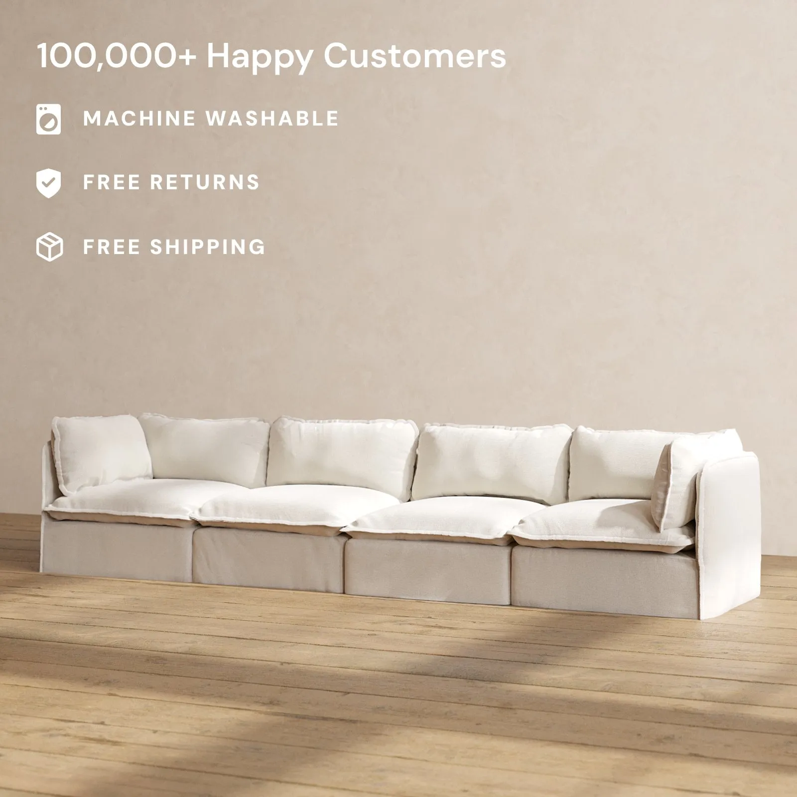 Slipcover Only - Modular Performance 4-Seater | Blended Weave in Flour