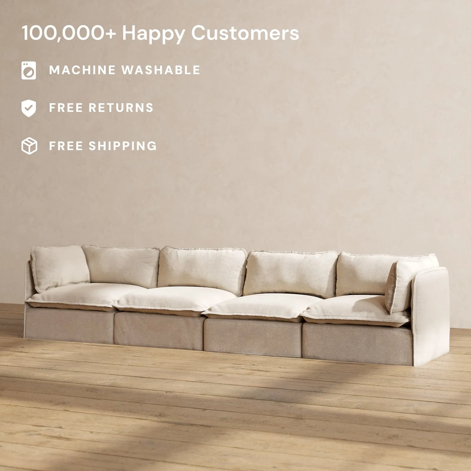 Slipcover Only - Modular Performance 4-Seater | Blended Weave in Oat