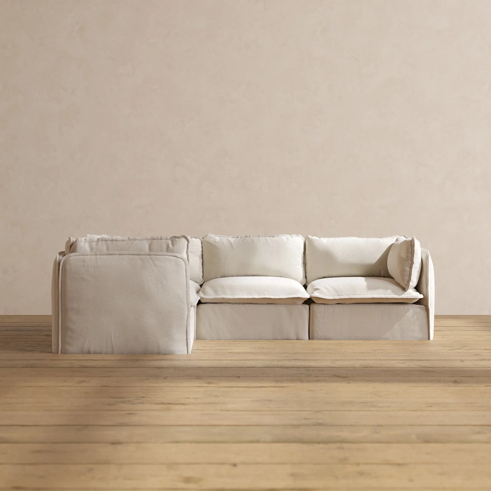 Slipcover Only - Modular Performance 4-Seater Corner Sectional | Blended Weave in Flour