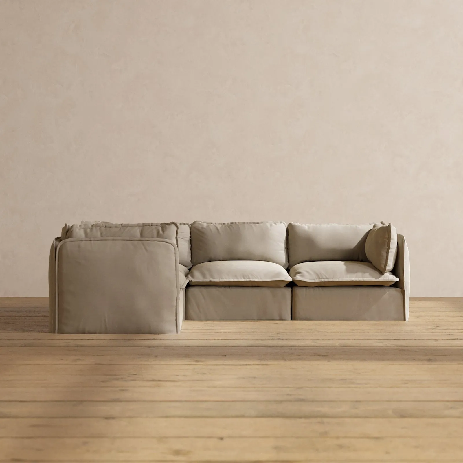 Slipcover Only - Modular Performance 4-Seater Corner Sectional | Luxury Velvet in Dune