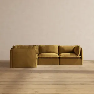 Slipcover Only - Modular Performance 4-Seater Corner Sectional | Luxury Velvet in Toffee