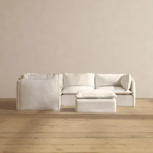 Slipcover Only - Modular Performance 4-Seater Corner Sectional   Ottoman | Knit Boucle in Mousse