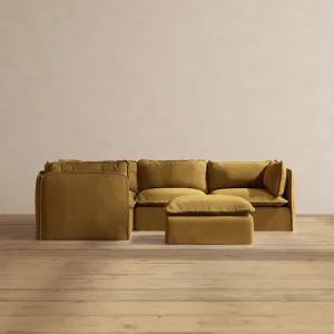 Slipcover Only - Modular Performance 4-Seater Corner Sectional   Ottoman | Luxury Velvet in Toffee