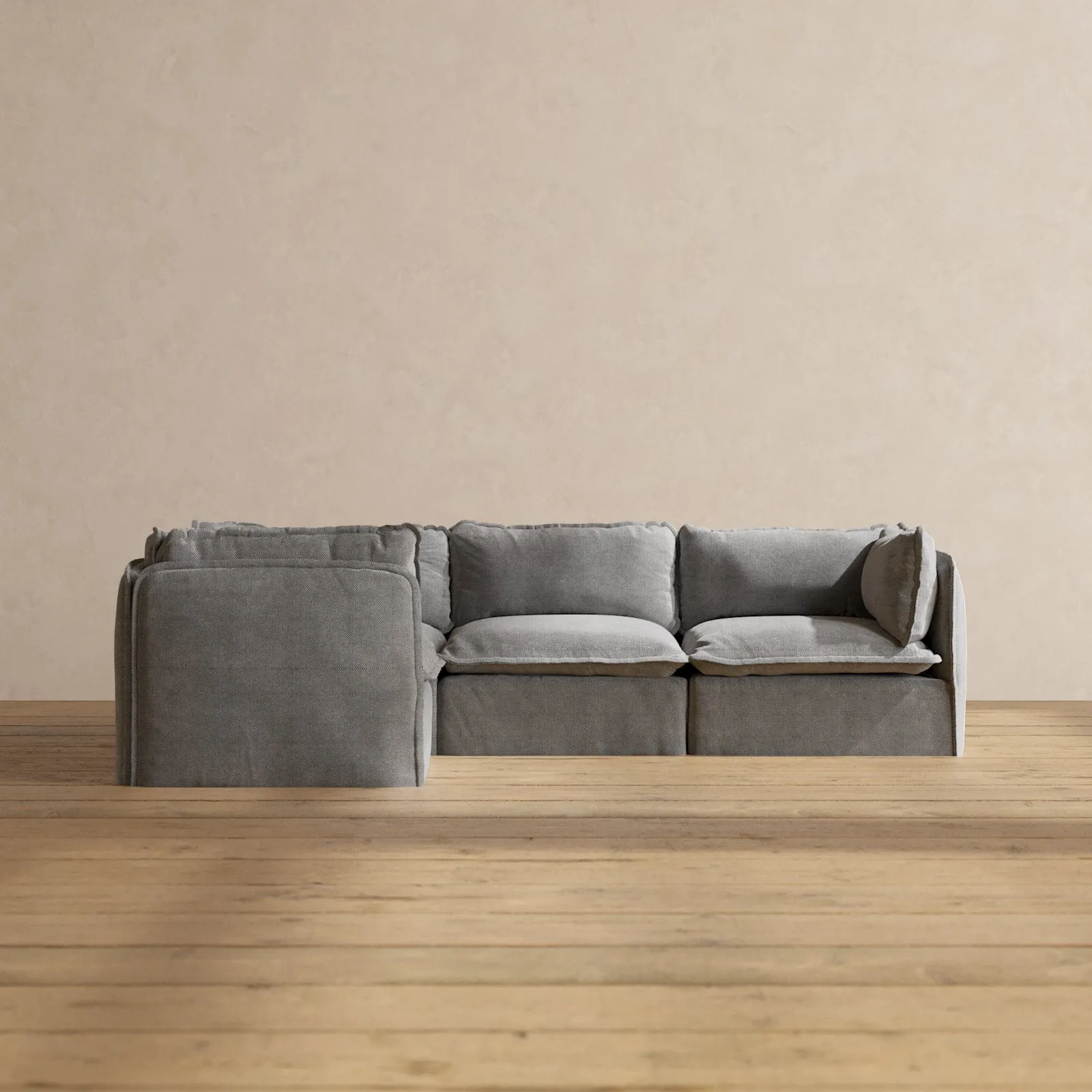 Slipcover Only - Modular Performance 4-Seater Corner Sectional | Plush Weave in Ash