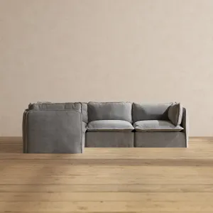Slipcover Only - Modular Performance 4-Seater Corner Sectional | Plush Weave in Ash