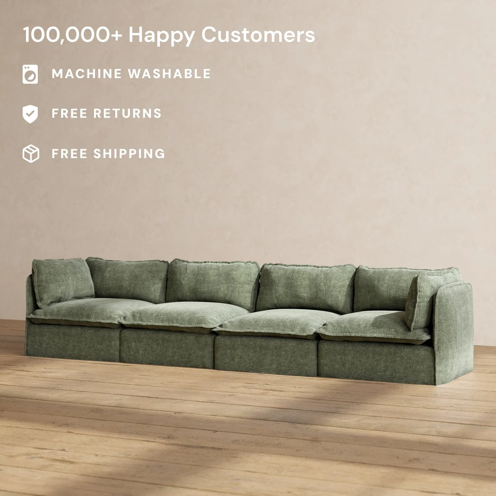 Slipcover Only - Modular Performance 4-Seater | Heirloom Velvet in Willow