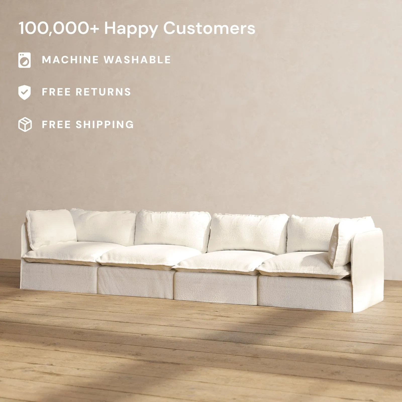 Slipcover Only - Modular Performance 4-Seater | Knit Boucle in Mousse