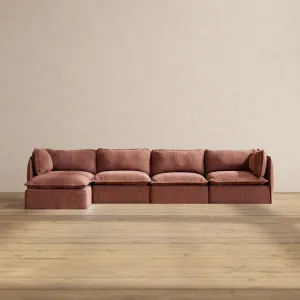 Slipcover Only - Modular Performance 4-Seater Sectional | Heirloom Velvet in Chestnut
