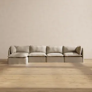 Slipcover Only - Modular Performance 4-Seater Sectional | Luxury Velvet in Dune