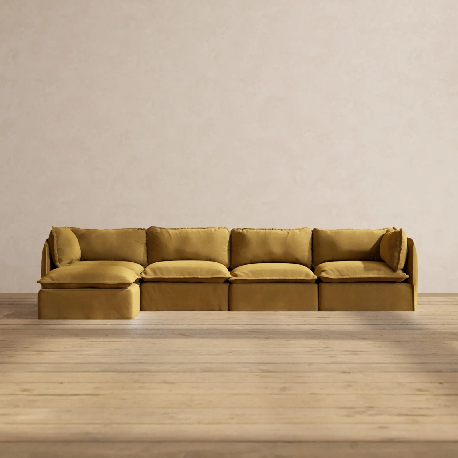 Slipcover Only - Modular Performance 4-Seater Sectional | Luxury Velvet in Toffee