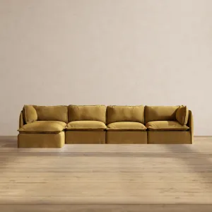 Slipcover Only - Modular Performance 4-Seater Sectional | Luxury Velvet in Toffee