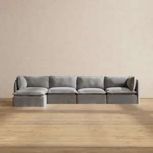 Slipcover Only - Modular Performance 4-Seater Sectional | Plush Weave in Ash