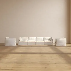 Slipcover Only - Modular Performance 4-Seater Sofa   Armchair Set | Knit Boucle in Mousse