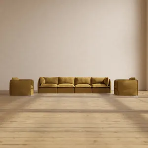 Slipcover Only - Modular Performance 4-Seater Sofa   Armchair Set | Luxury Velvet in Toffee
