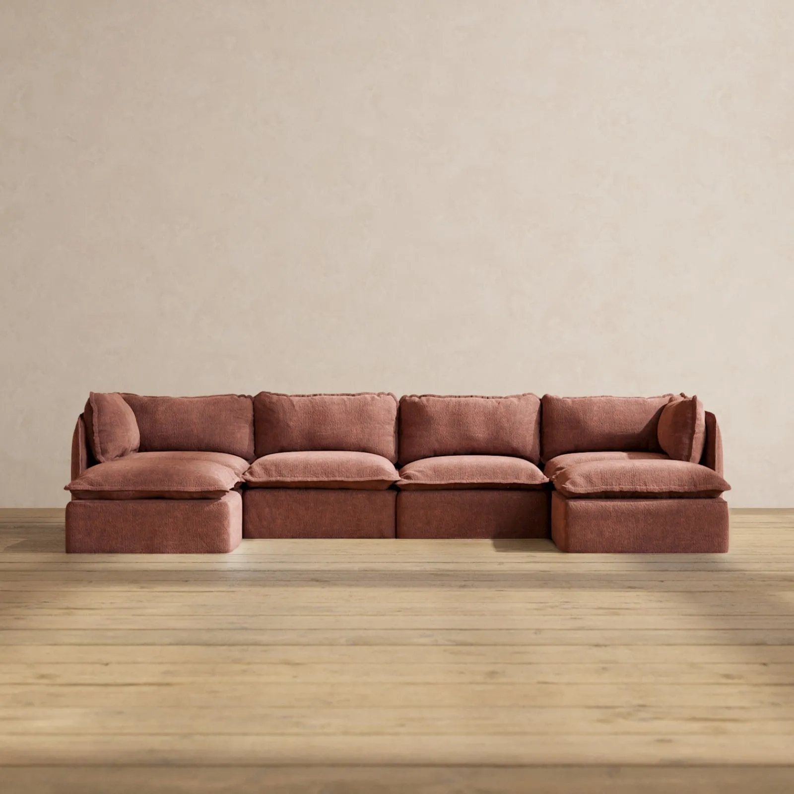 Slipcover Only - Modular Performance 4-Seater U-Sectional | Heirloom Velvet in Chestnut