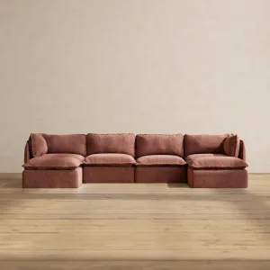 Slipcover Only - Modular Performance 4-Seater U-Sectional | Heirloom Velvet in Chestnut