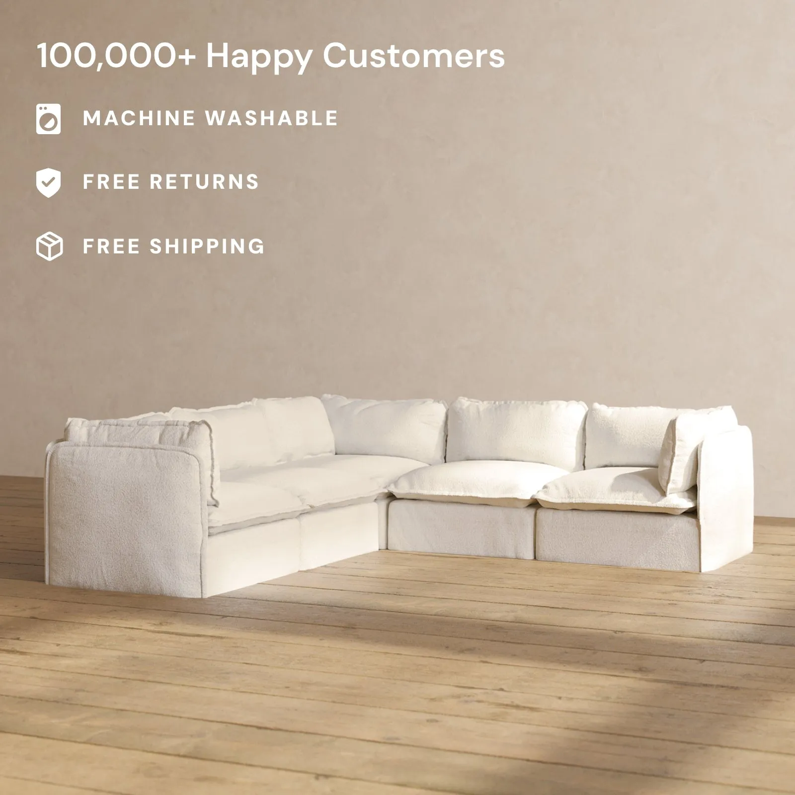 Slipcover Only - Modular Performance 5-Seater Corner Sectional | Knit Boucle in Mousse