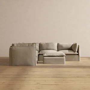 Slipcover Only - Modular Performance 5-Seater Corner Sectional   Ottoman | Luxury Velvet in Dune