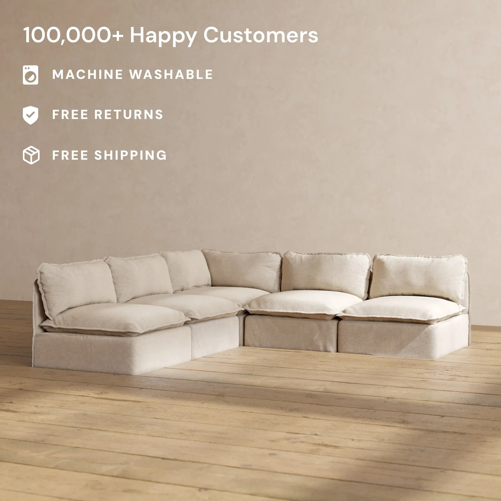 Slipcover Only - Modular Performance 5-Seater Open-Ends Corner Sectional | Blended Weave in Oat