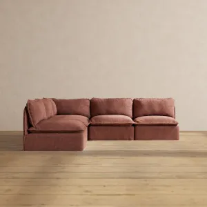Slipcover Only - Modular Performance 5-Seater Open-Ends Corner Sectional | Heirloom Velvet in Chestnut