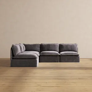 Slipcover Only - Modular Performance 5-Seater Open-Ends Corner Sectional | Luxury Velvet in Cinder